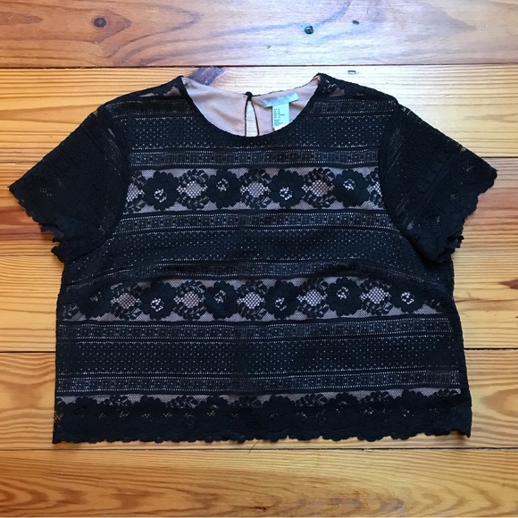 H&M Black Lace Square Crop Top, NWT, M - Picture 3 of 13